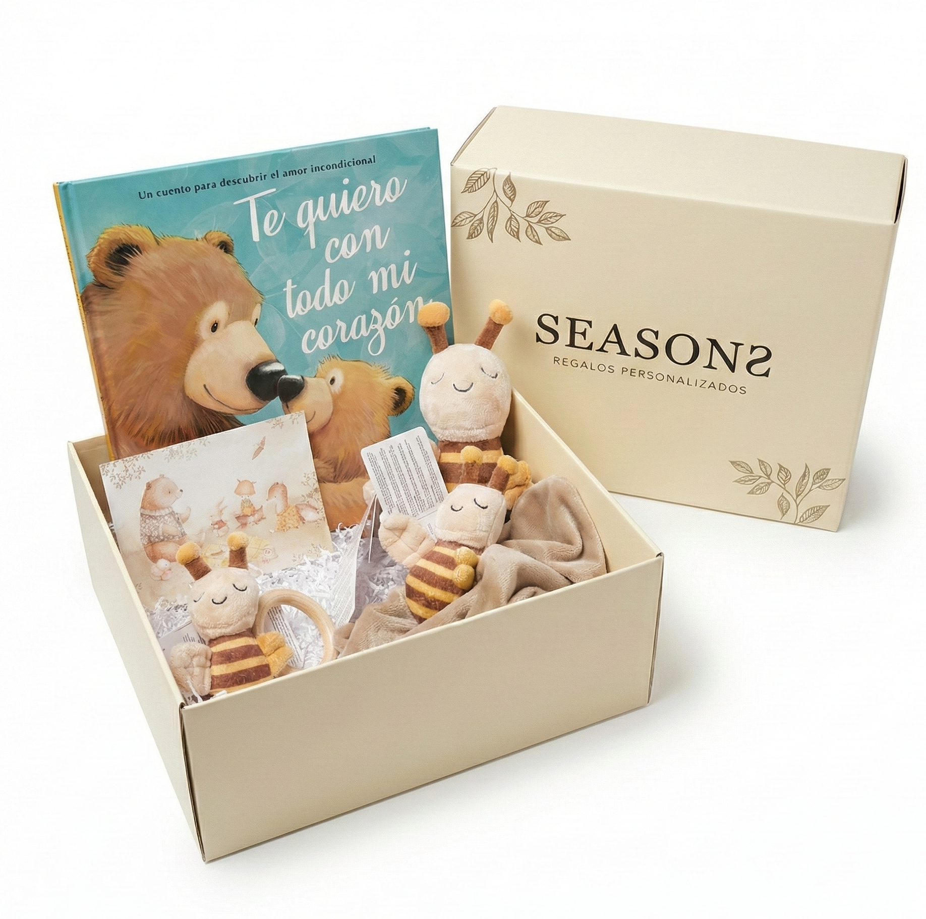 Canastilla Bebé Recién Nacido: Baby Box Abejitas y Libro | Seasons Box