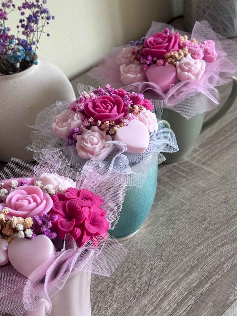 Centro Aromático con Flores Wax Melts en Taza - Seasons Box Shop