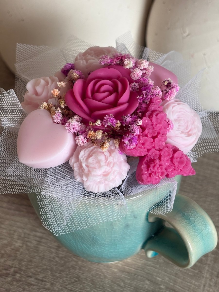Centro Aromático con Flores Wax Melts en Taza - Seasons Box Shop