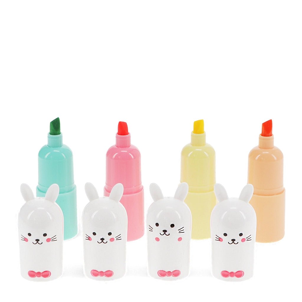 Set de 4 Mini Subrayadores Kawaii Diseño Conejito - Seasons Box Shop